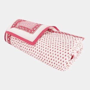 Roller Rabbit Hearts/Stripes Reversible Baby Quilt - Pink 38”x50”